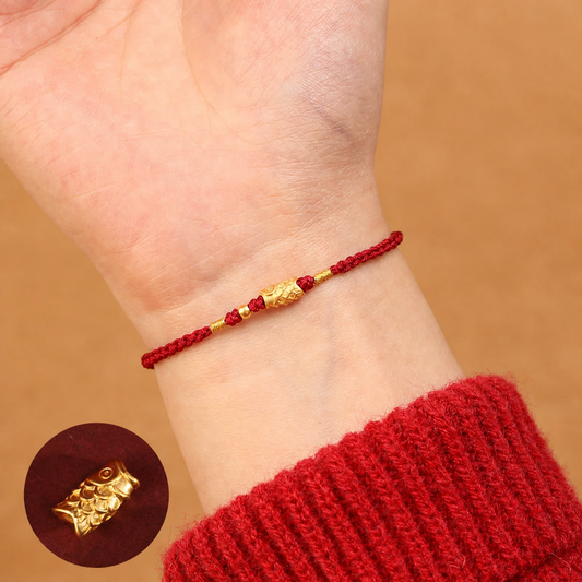 Sacred Orient 999 Fine Gold Koi Fish Red Cord Bracelet – product image 2