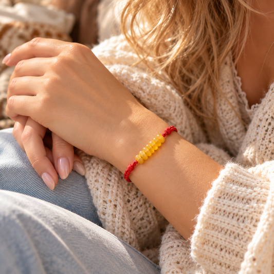 Natural Yellow Agate Red String Bracelet