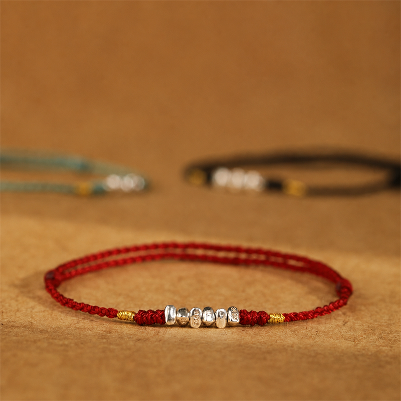 Sacred Orient 925 Sterling Silver Bead Braided Cord Bracelet & Anklet – product image 10