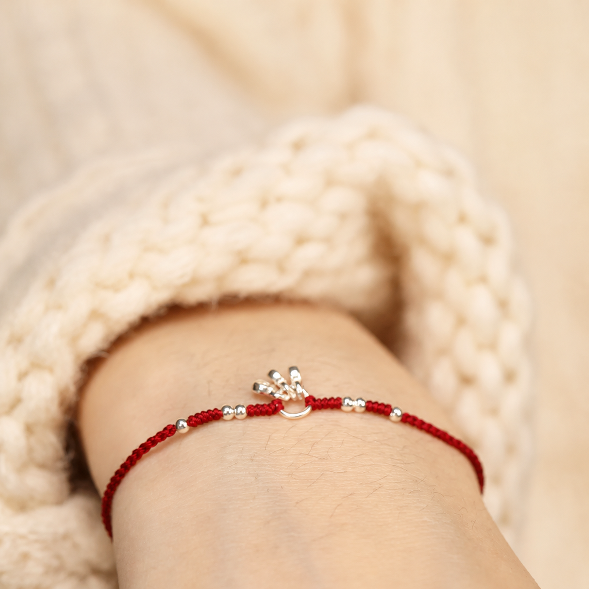 Sacred Orient 925 Sterling Silver Coin Motif Red Cord Bracelet & Anklet – product image 3