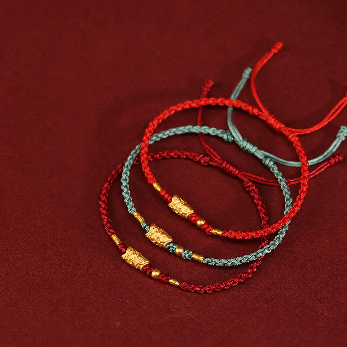 Sacred Orient 999 Fine Gold Koi Fish Red Cord Bracelet – product image 3