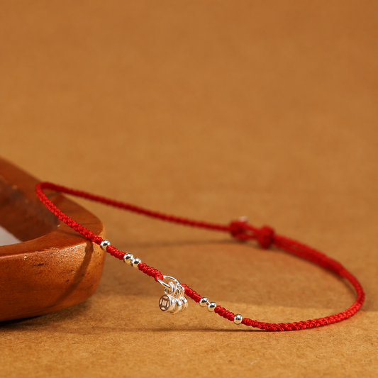 Sacred Orient 925 Sterling Silver Coin Motif Red Cord Bracelet & Anklet – product image 1