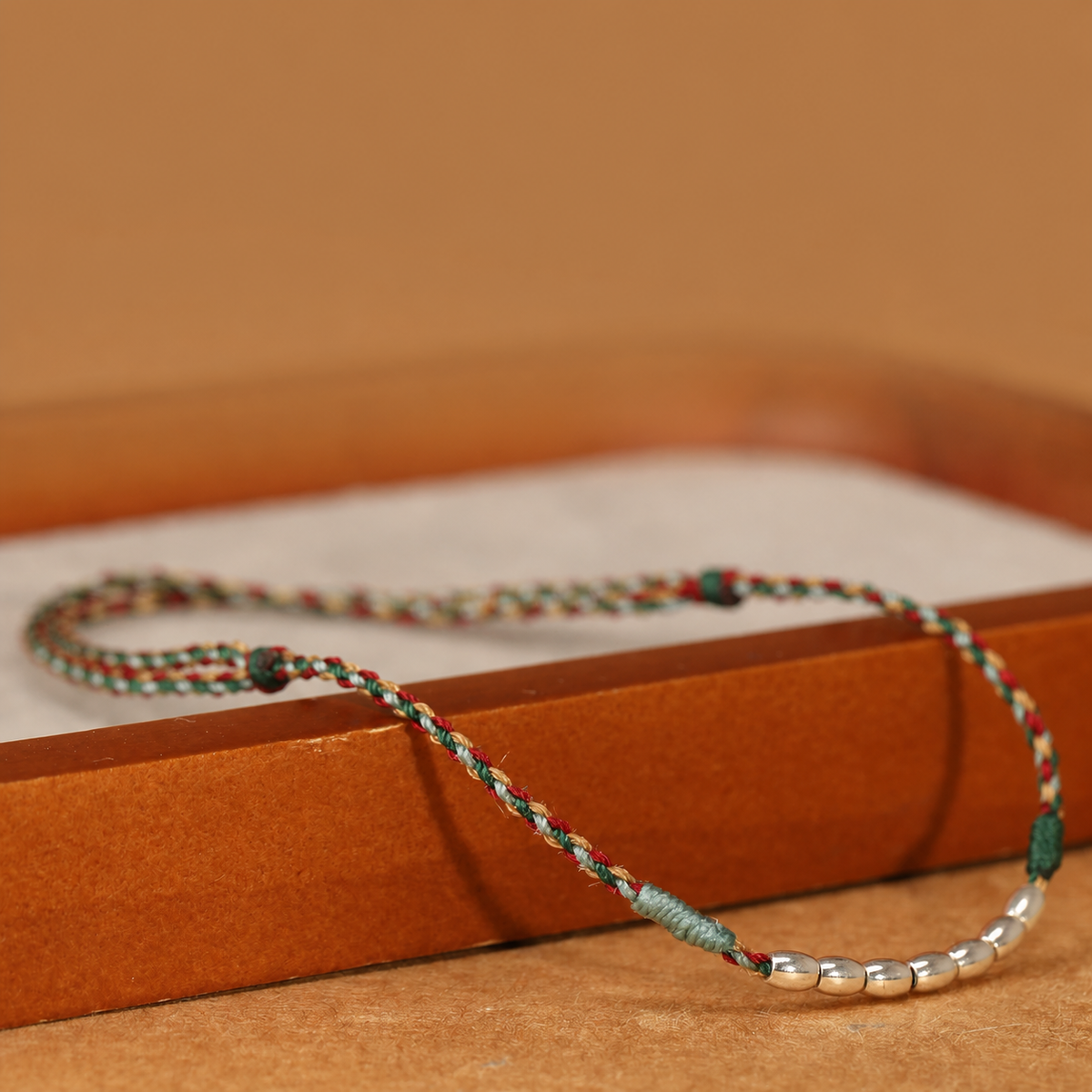 Sacred Orient 925 Sterling Silver Rice Grain Bead Cord Bracelet & Anklet