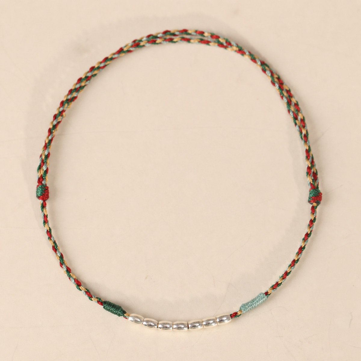 Sacred Orient 925 Sterling Silver Rice Grain Bead Cord Bracelet & Anklet