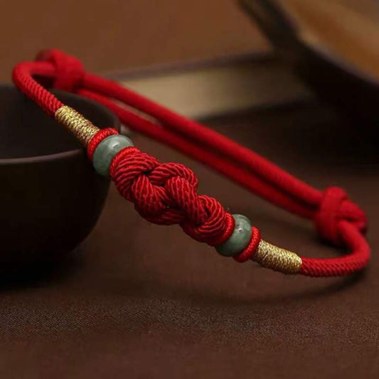 Sacred Orient Red String Jade Chinese Knot Braided Bracelet – product image 1