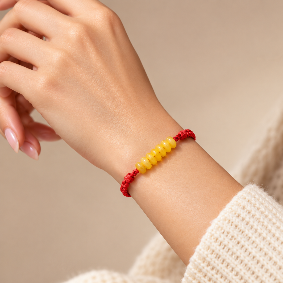 Natural Yellow Agate Red String Bracelet