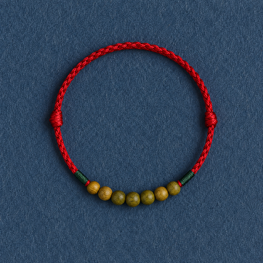 Natural Green Sandalwood Red String Bracelet