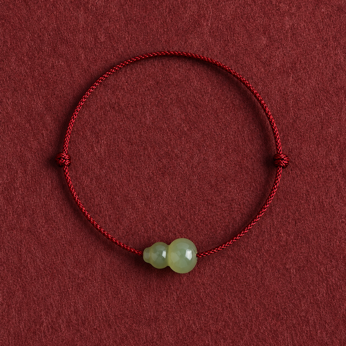Hetian Jade Gourd Charm Red String Bracelet