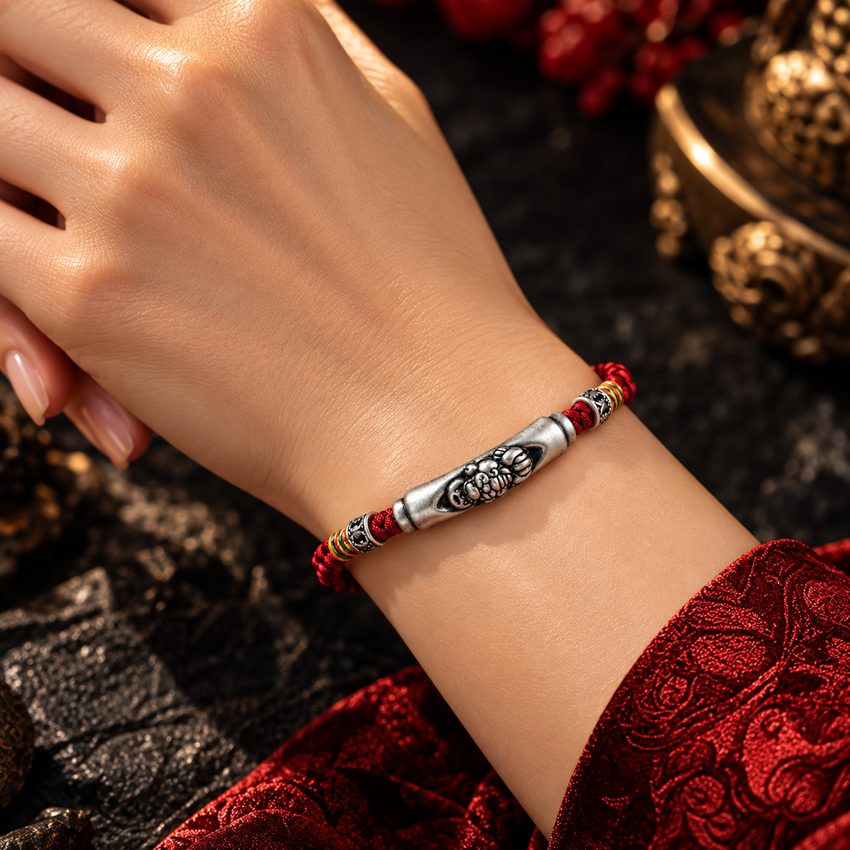 Mount Putuo S999 Fine Silver Pixiu Braided Bracelet & Anklet