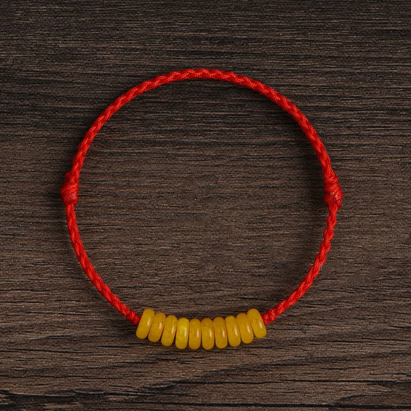 Natural Yellow Agate Red String Bracelet
