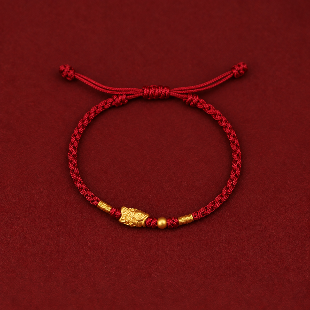 Sacred Orient 999 Fine Gold Koi Fish Red Cord Bracelet – product image 4