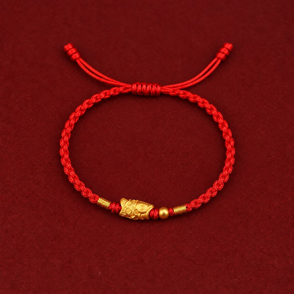 Sacred Orient 999 Fine Gold Koi Fish Red Cord Bracelet – product image 1