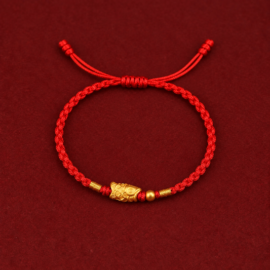 Sacred Orient 999 Fine Gold Koi Fish Red Cord Bracelet – product image 1